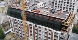 The roof of the attic floor of the residential complex on Yevreyska, 3 in the center of Odessa is performed by Metalroof LTD